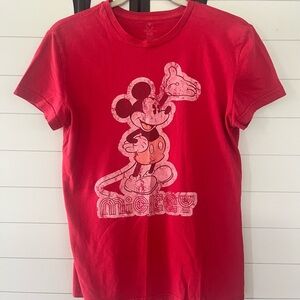 Disney Red Vintage Mickey Mouse T-Shirt Medium